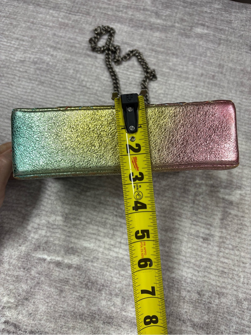 Kurt Geiger London Brixton Lock Flap Shoulder Bag Rainbow Metallic Ombré Y2K - Picture 5 of 15